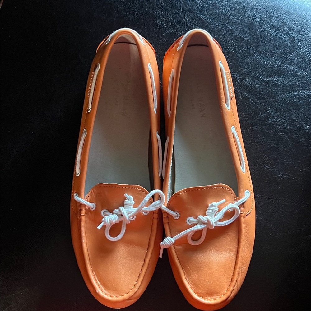Cole Haan Orange Leather Diving Loafers